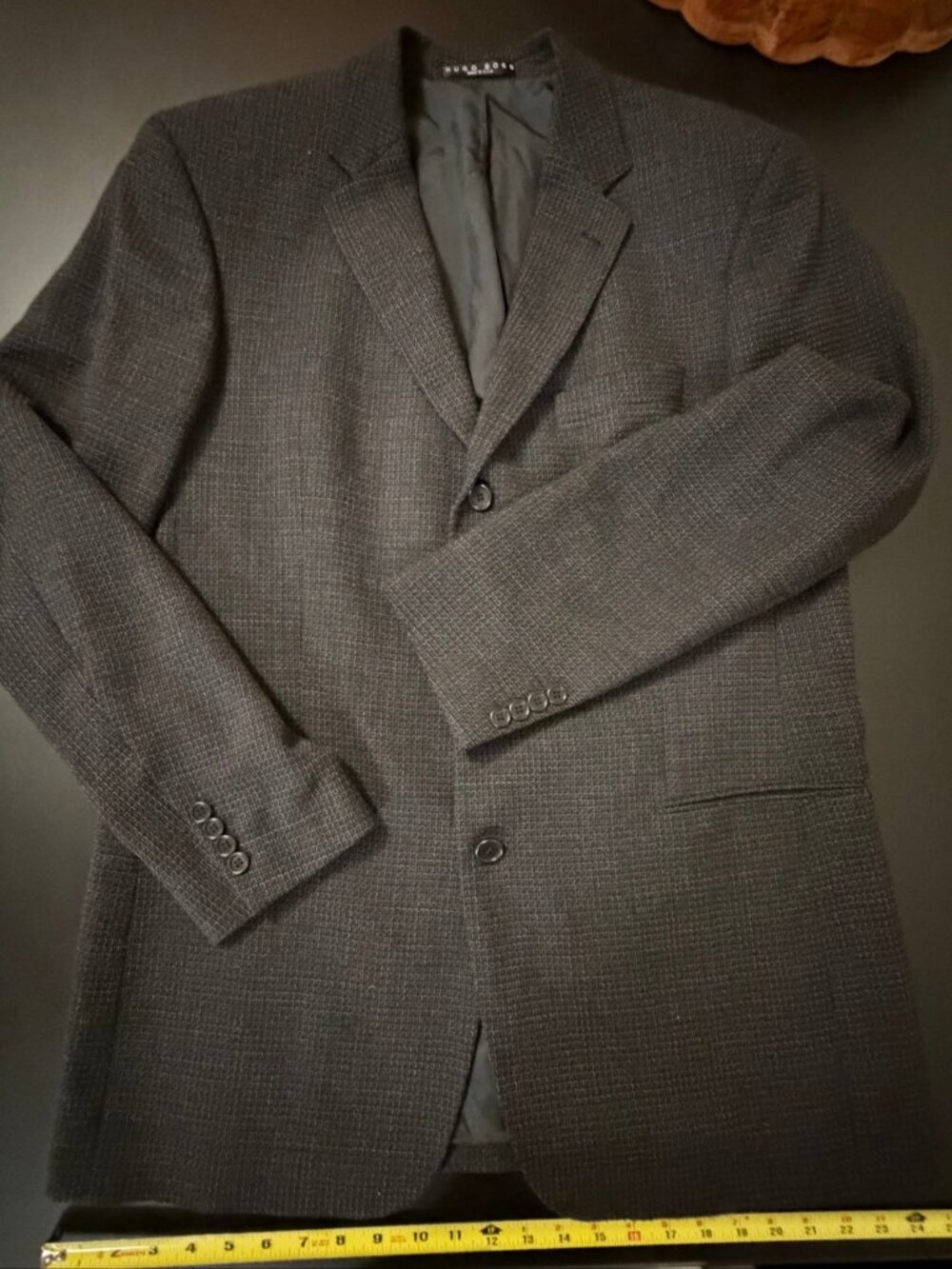 Vintage Hugo Boss Blazer Sport Coat Charcoal 2-Button 4-Button Cuffs Made in USA